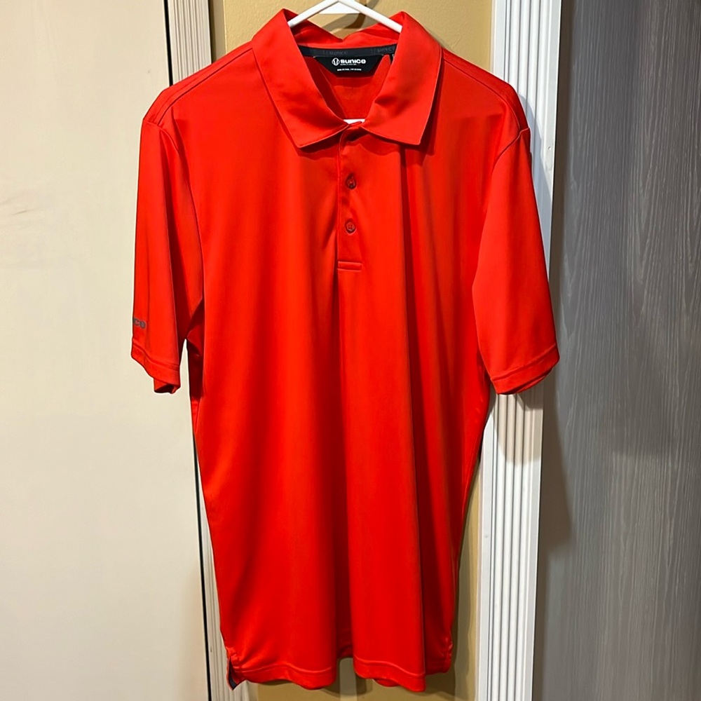 Sunice Red Golf Polo Size L